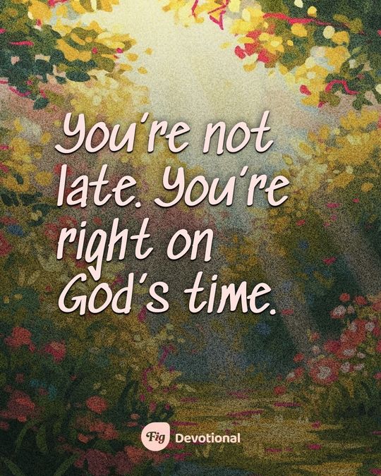 Fig Devotional keepsake card reading: You’re not late. You’re right on God’s time.